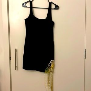 Mini dress with Rhinestone tassel design